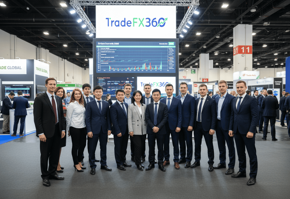 TradeFX360 team at an industry exhibition booth